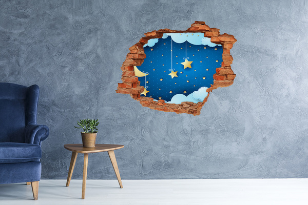 Hole in the wall sticker Night sky with golden stars