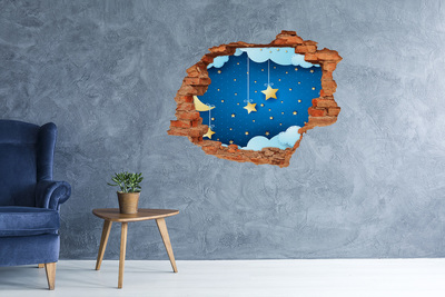 Hole in the wall sticker Night sky with golden stars
