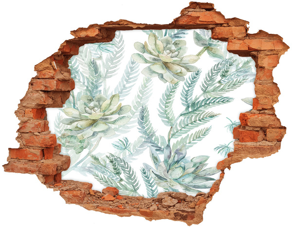 3D wall hole wallpaper A green oasis in concrete