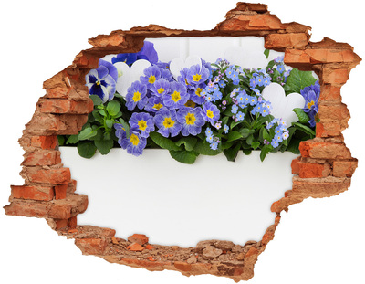 Hole in the wall decal Blue flowers