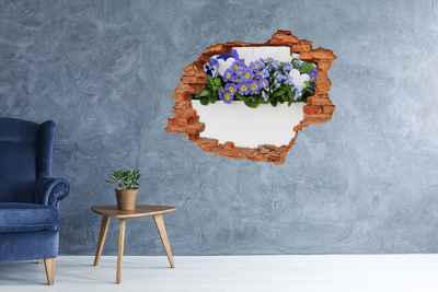 Hole in the wall decal Blue flowers