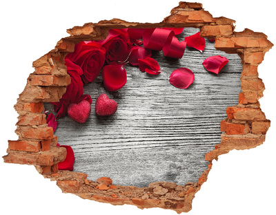 Hole in the wall decal Romantic space with roses