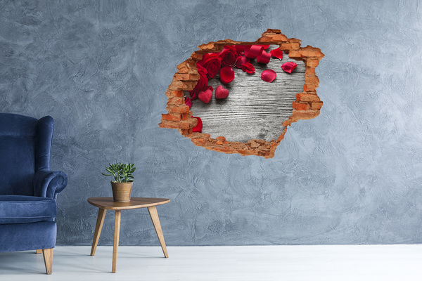 Hole in the wall decal Romantic space with roses