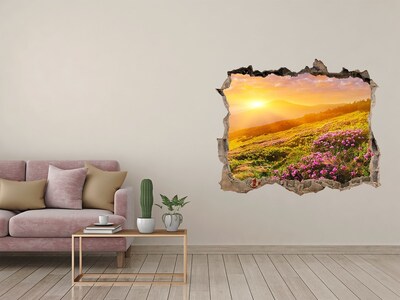 Hole wall sticker Mountain landscape at sunset