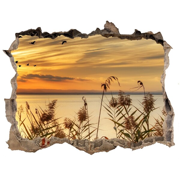 Hole in the wall sticker Sunset over the lake