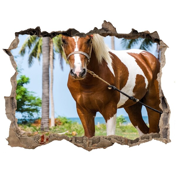 Hole wall sticker A horse in the tropics