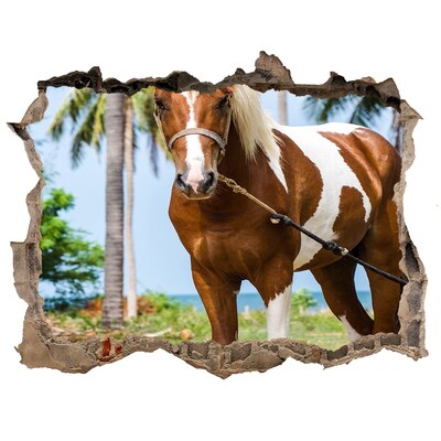 Hole wall sticker A horse in the tropics