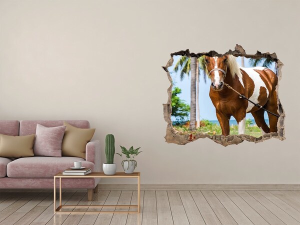Hole wall sticker A horse in the tropics