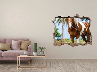 Hole wall sticker A horse in the tropics