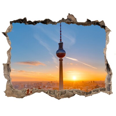 3D wall hole Sunset over Berlin
