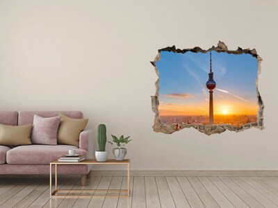 3D wall hole Sunset over Berlin