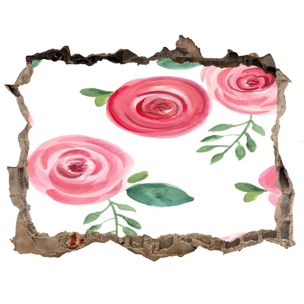 3D wall hole wallpaper Roses