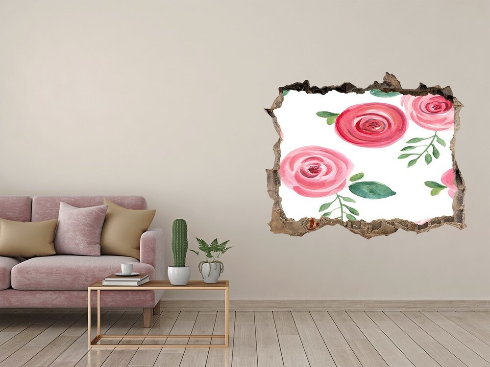 3D wall hole wallpaper Roses