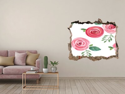 3D wall hole wallpaper Roses