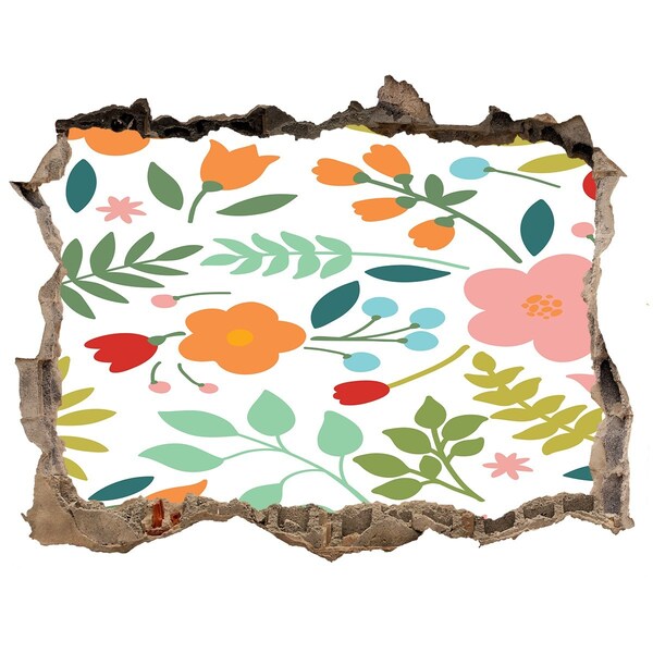 Hole in the wall sticker A flower paradise behind the wall