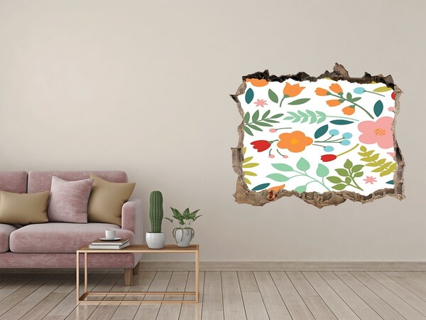 Hole in the wall sticker Flowers illustration