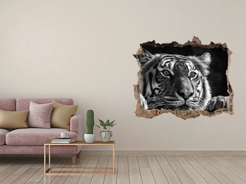 Hole wall sticker Tiger