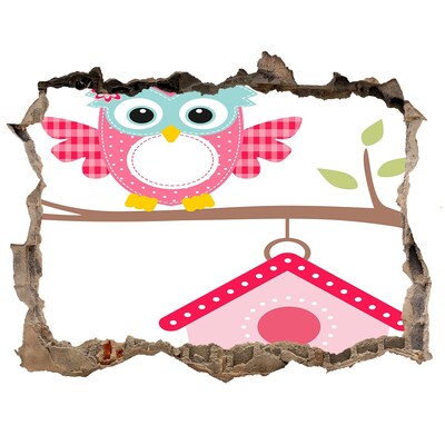 Hole in the wall sticker Owls on a branch