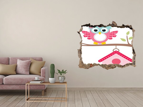 Hole in the wall sticker Owls on a branch