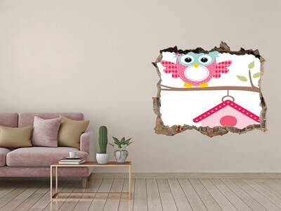 Hole in the wall sticker Owls on a branch