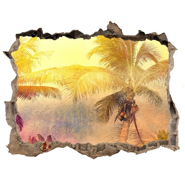 Hole in the wall sticker Colorful palm trees