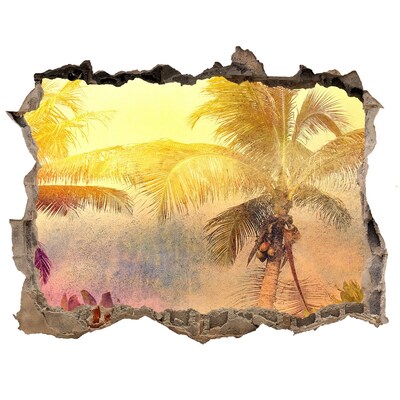 Hole in the wall sticker Tropical oasis behind the wall