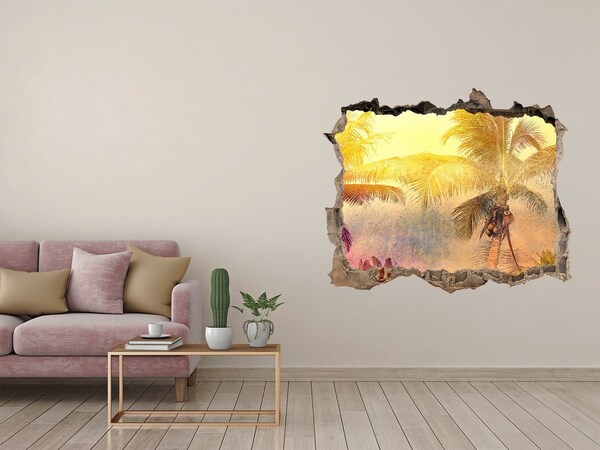 Hole in the wall sticker Tropical oasis behind the wall