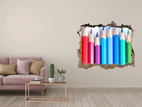 Hole in the wall decal Colourful pencils