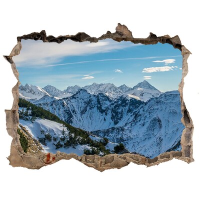 Hole in the wall decal Winter mountain landscape