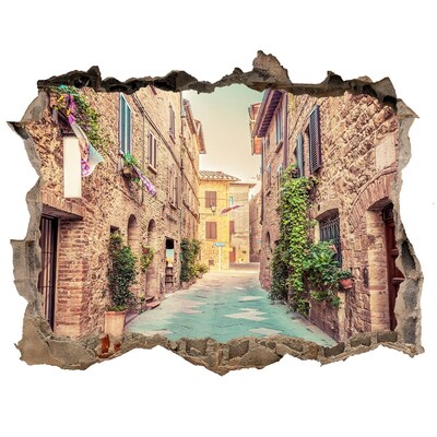 3D wall hole wallpaper Italian streets