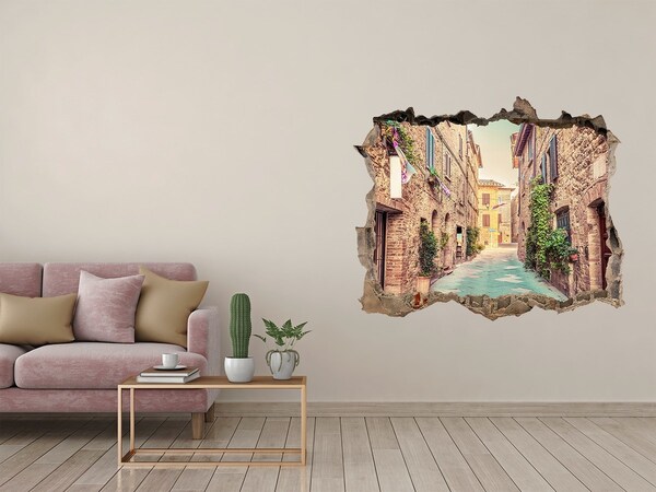 3D wall hole wallpaper Italian streets