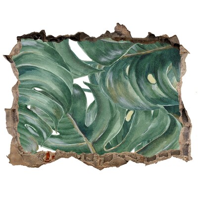 Hole in the wall decal Green leaves in concrete