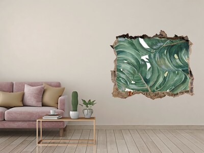 Hole in the wall decal Green leaves in concrete