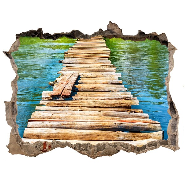 Hole in the wall decal Wooden bridge over the water