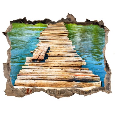 Hole in the wall decal Wooden bridge over the water