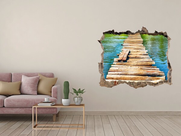 Hole in the wall decal Wooden bridge over the water