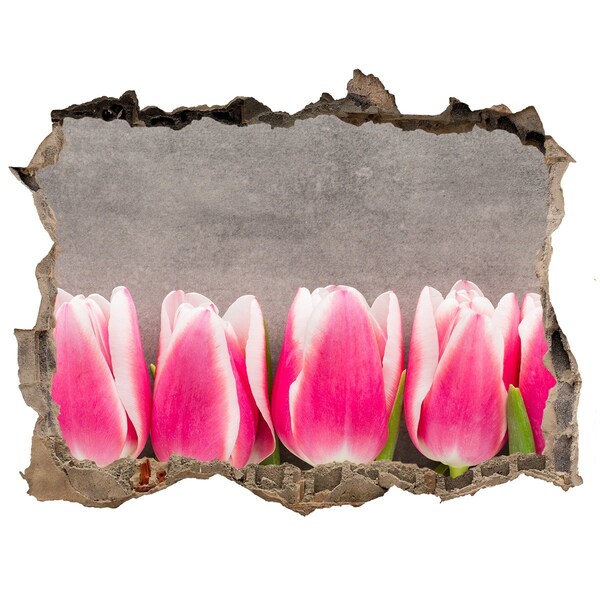 Hole in the wall sticker Tulips in concrete