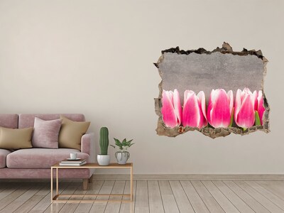 Hole in the wall sticker Tulips in concrete