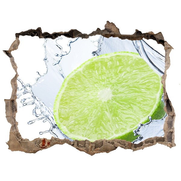3D wall hole Juicy lime in water