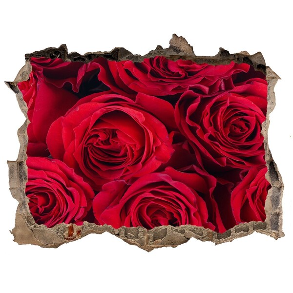 Hole wall sticker Roses in a ruined wall