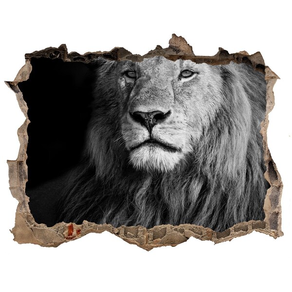 3D wall hole Lion in a hole in the wall
