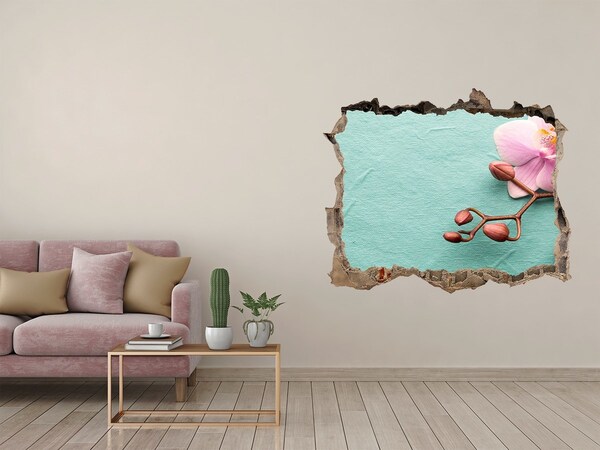 Hole wall sticker Orchid flower in a damaged wall