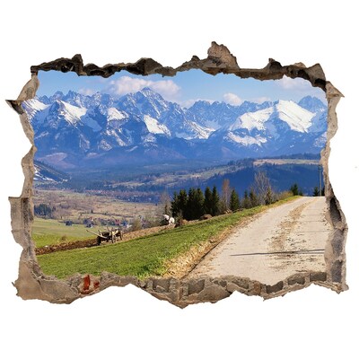 3D wall hole wallpaper Panorama of the Tatra Mountains