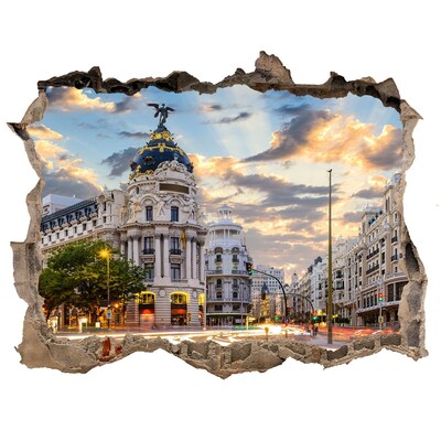 3D wall hole wallpaper Madrid of Spain