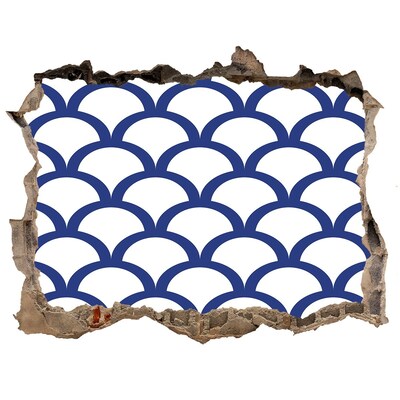 Hole wall sticker Waves in shades of blue