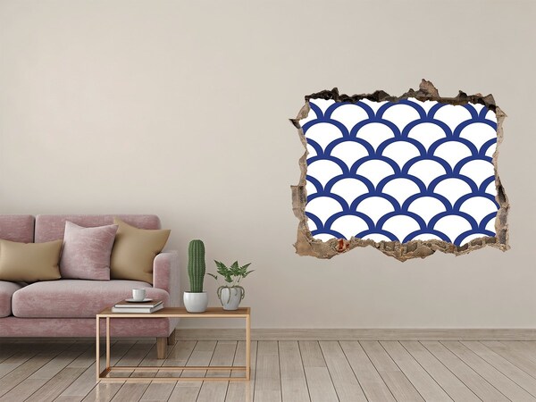 Hole wall sticker Waves in shades of blue
