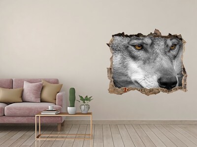 Hole wall sticker Wolf in ruins