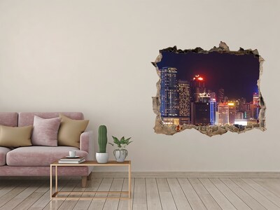 Hole in the wall decal Night panorama of the city