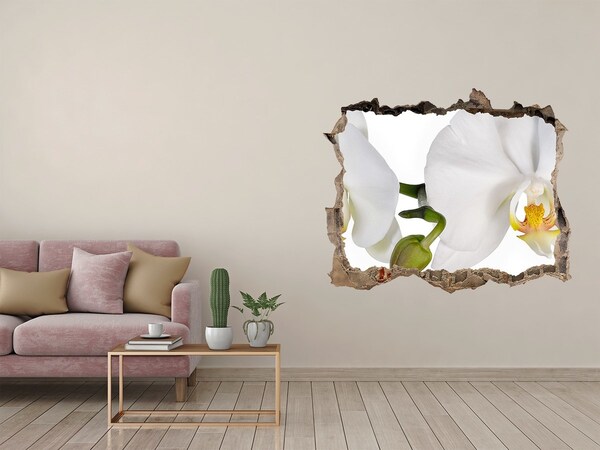 Hole in the wall sticker Orchid flowers in concrete