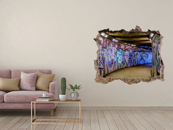 Hole wall sticker Graffiti in a city tunnel